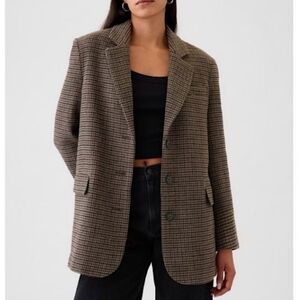 GAP Women's Tan Checkered Blazer